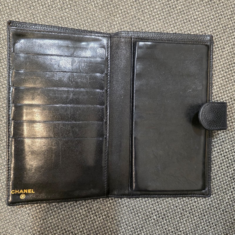 Chanel Vintage 荔枝紋牛皮中長夾-4