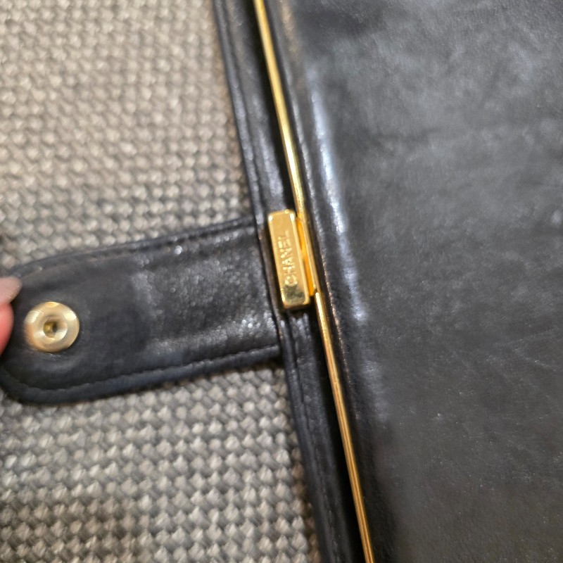 Chanel Vintage 荔枝紋牛皮中長夾-7