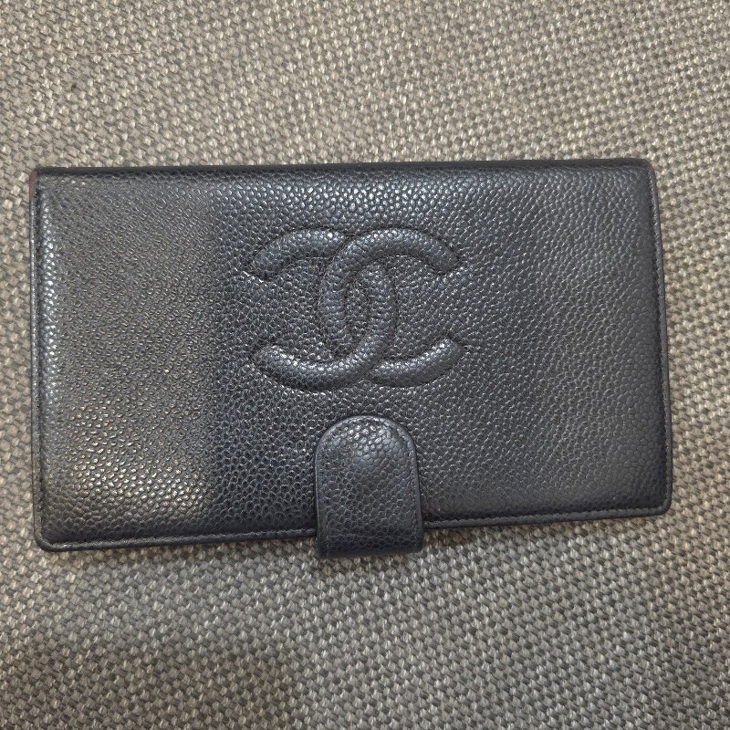 Chanel Vintage 荔枝紋牛皮中長夾-10