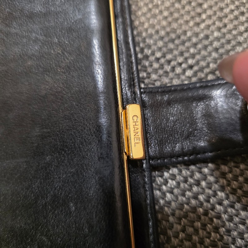 Chanel Vintage 荔枝紋牛皮中長夾-20