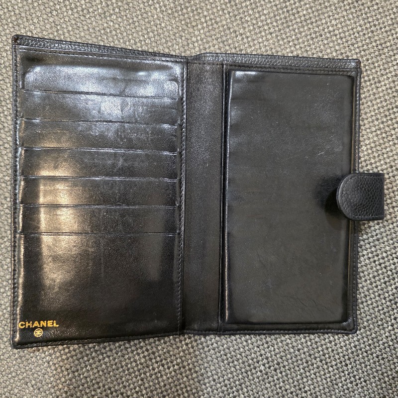 Chanel Vintage 荔枝紋牛皮中長夾-23