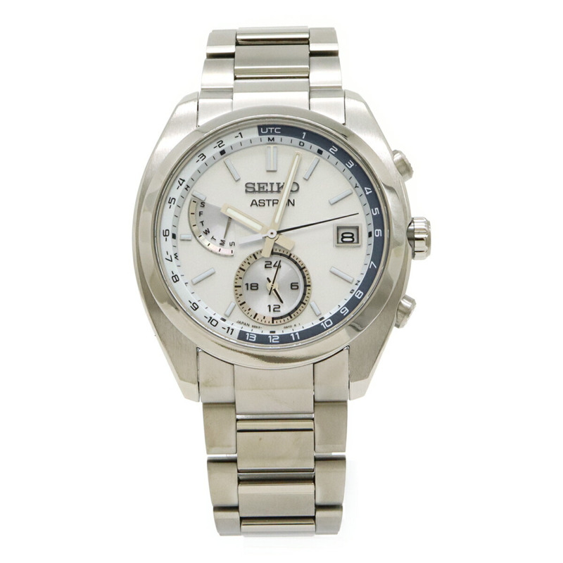 Seiko Astron 電波太陽能手錶,銀色錶盤和鈦金屬錶盤,男士手錶,8B63-0BA0,SBXY009-0