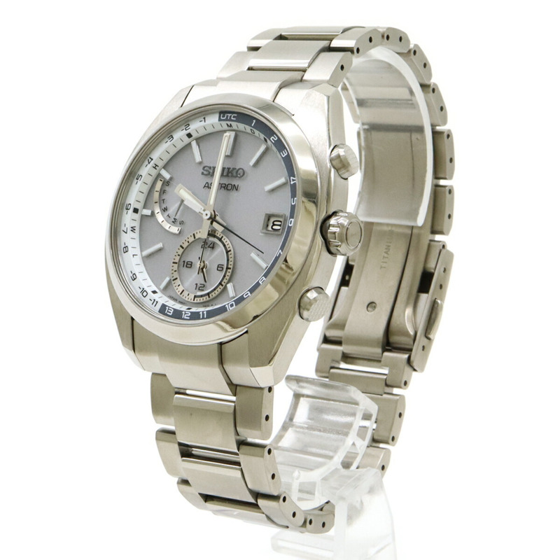 Seiko Astron 電波太陽能手錶,銀色錶盤和鈦金屬錶盤,男士手錶,8B63-0BA0,SBXY009-2
