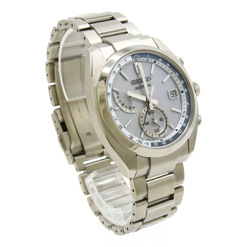 Seiko Astron 電波太陽能手錶,銀色錶盤和鈦金屬錶盤,男士手錶,8B63-0BA0,SBXY009-3