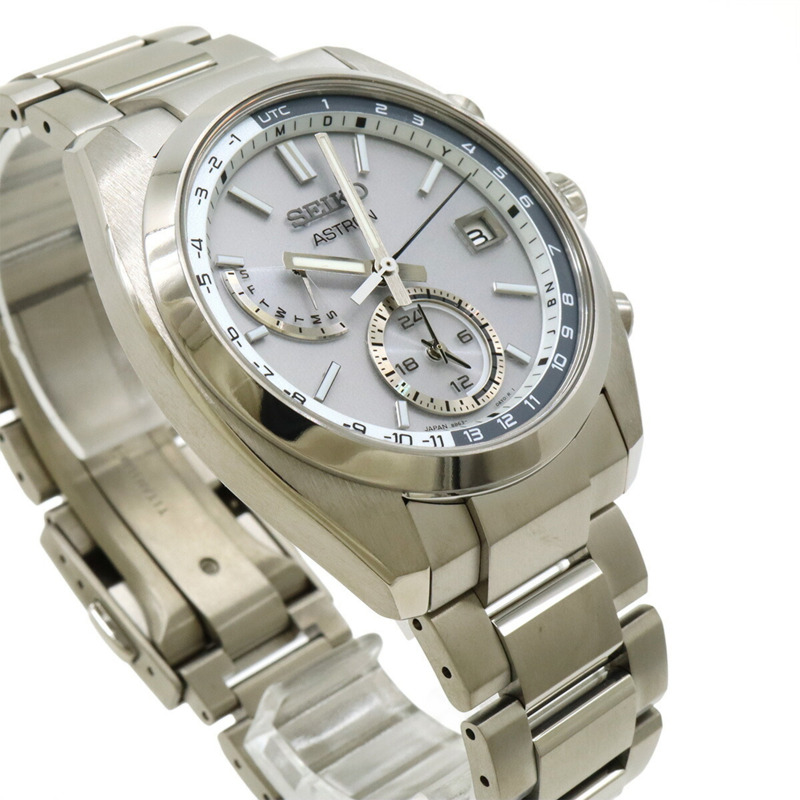 Seiko Astron 電波太陽能手錶,銀色錶盤和鈦金屬錶盤,男士手錶,8B63-0BA0,SBXY009-5