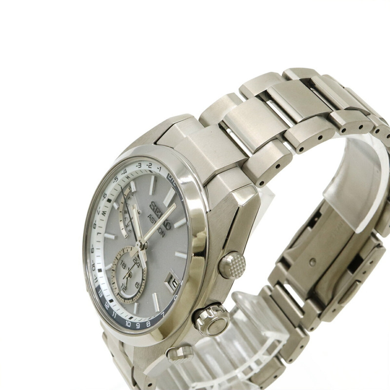 Seiko Astron 電波太陽能手錶,銀色錶盤和鈦金屬錶盤,男士手錶,8B63-0BA0,SBXY009-6