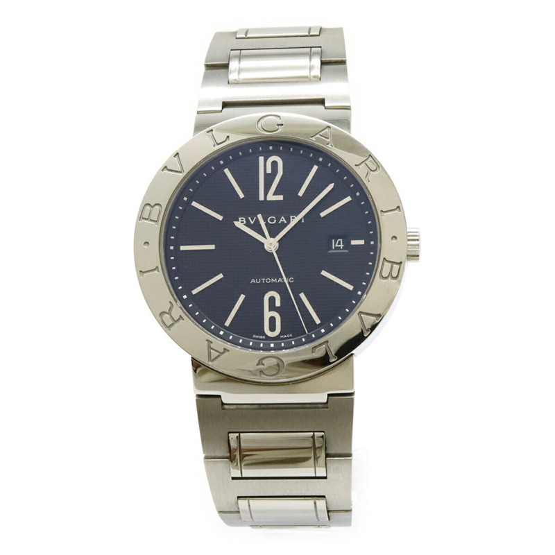 BVLGARI 黑色錶盤不鏽鋼自動男士手錶 BB42SS-1