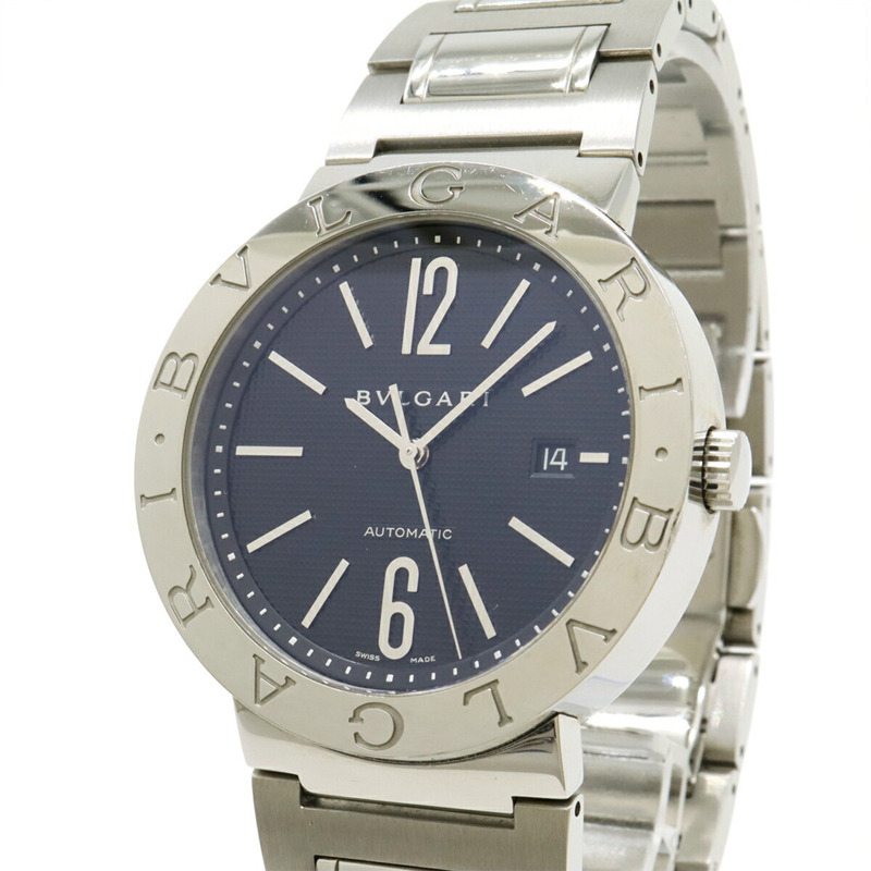 BVLGARI 黑色錶盤不鏽鋼自動男士手錶 BB42SS-4