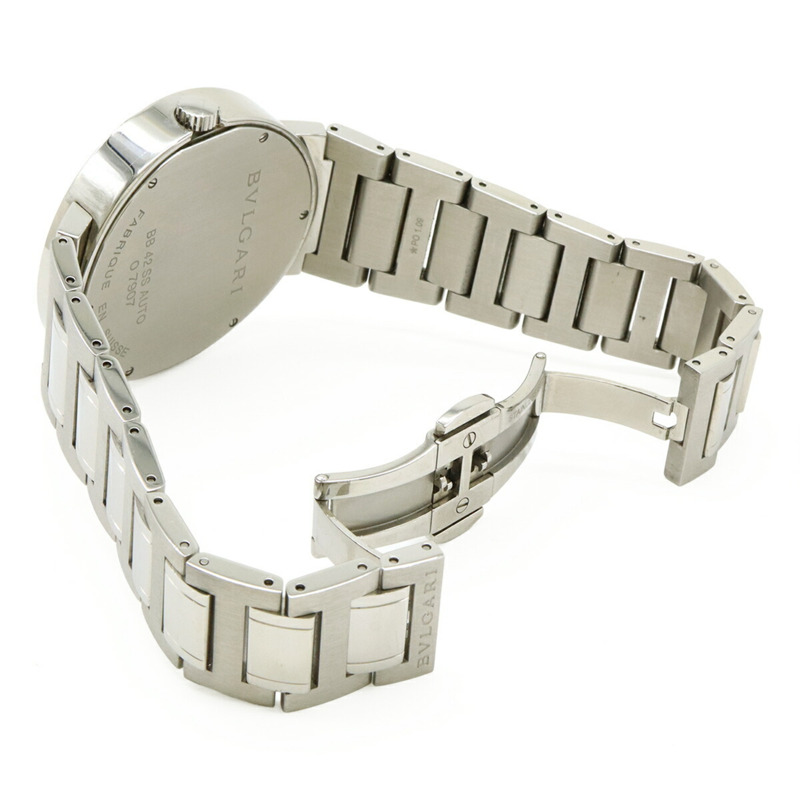 BVLGARI 黑色錶盤不鏽鋼自動男士手錶 BB42SS-8
