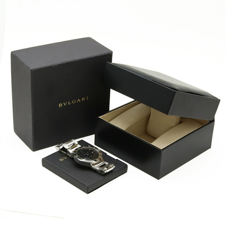 BVLGARI 黑色錶盤不鏽鋼自動男士手錶 BB42SS-9