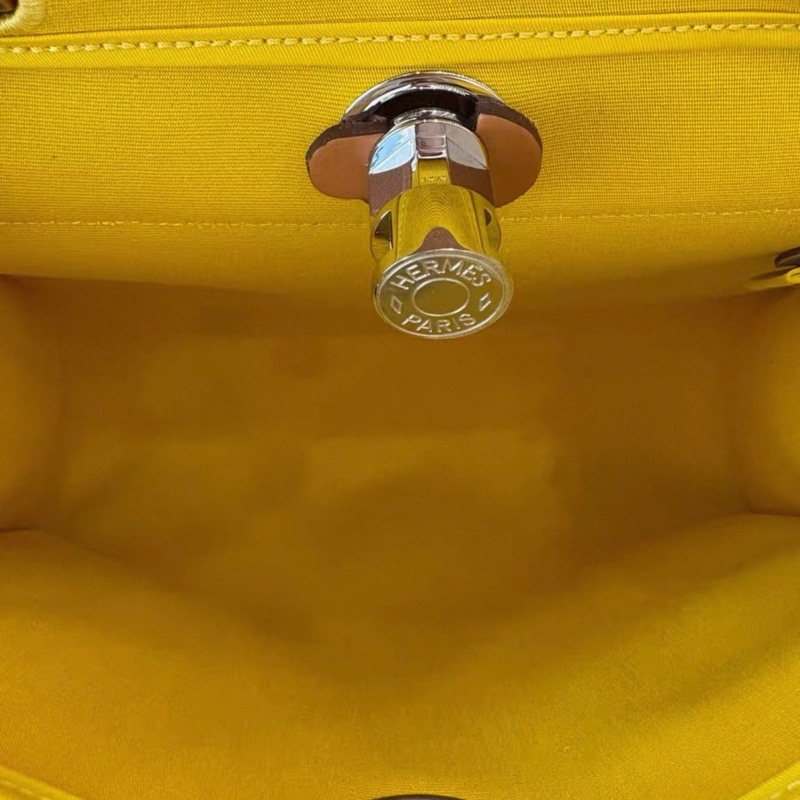 Hermes/爱马仕 Herbag Zip 31,字母手提包,那不勒斯黄,银扣,帆布拼牛皮,D刻-6