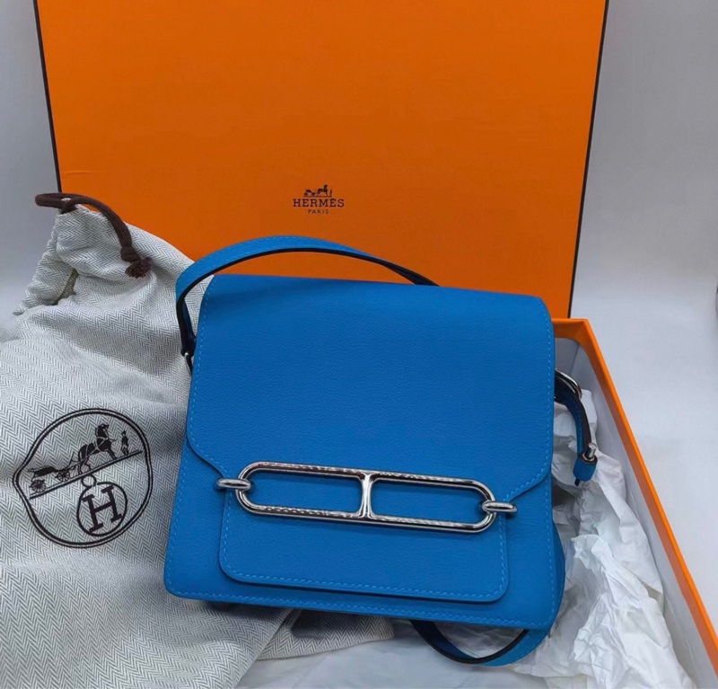 HERMES Roulis mini豬鼻子斜挎包 x刻顏色:坦桑尼亞藍 尺寸18*15-0