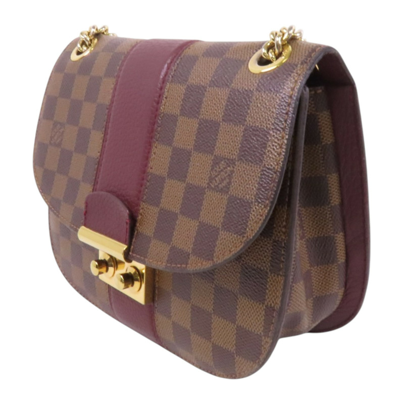 LOUIS VUITTON Damier Ebene Wight金扣鏈帶肩背袋-2