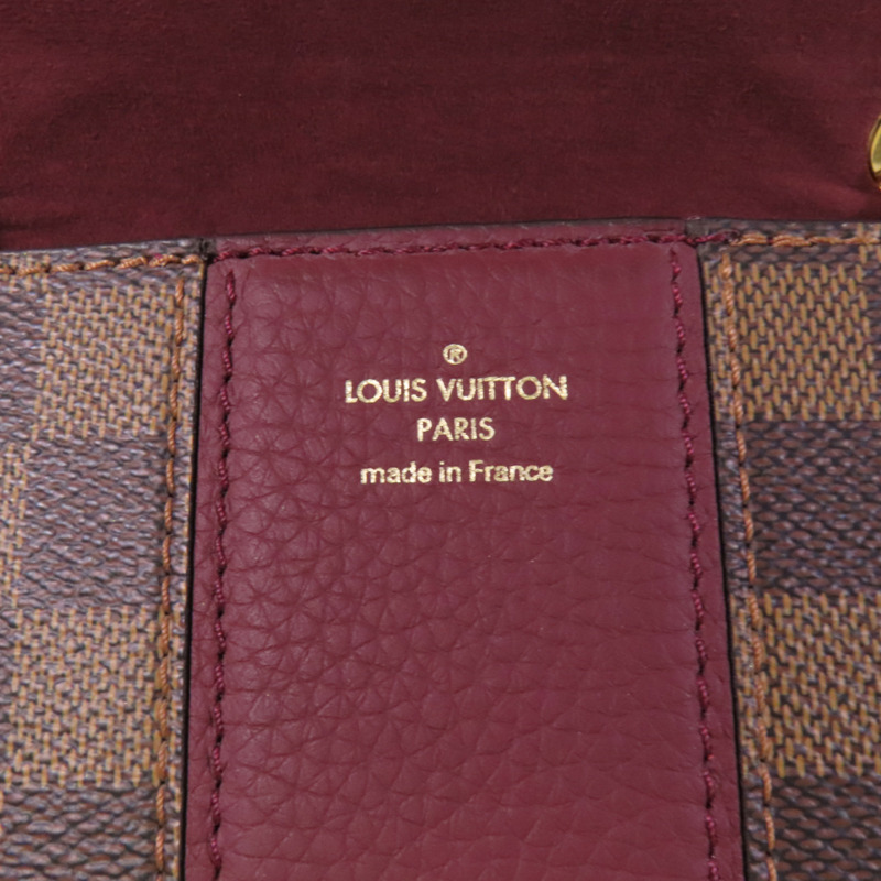 LOUIS VUITTON Damier Ebene Wight金扣鏈帶肩背袋-5