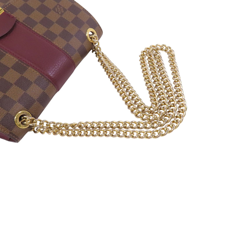 LOUIS VUITTON Damier Ebene Wight金扣鏈帶肩背袋-7