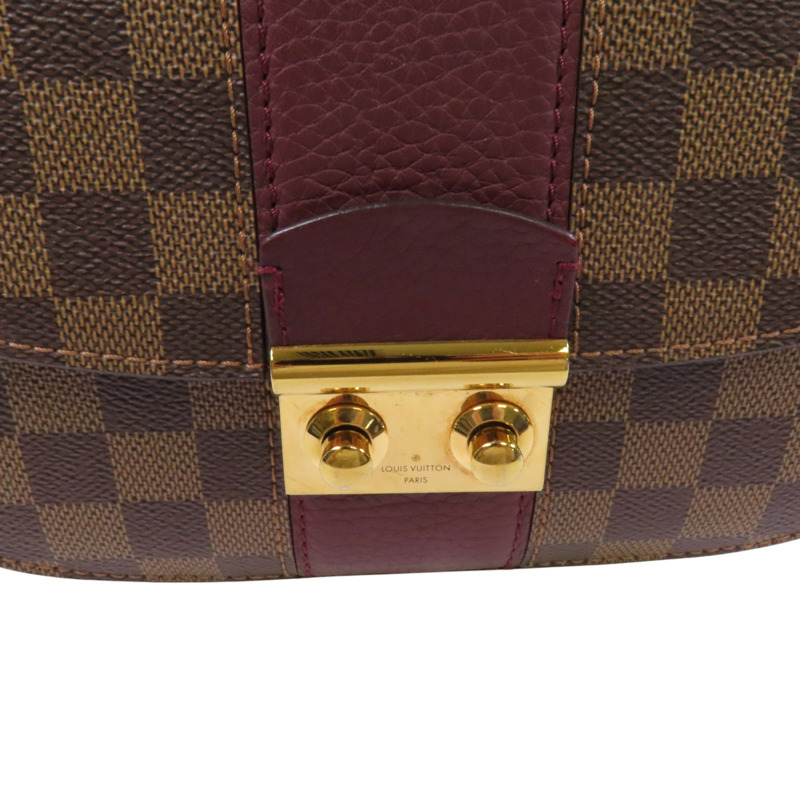 LOUIS VUITTON Damier Ebene Wight金扣鏈帶肩背袋-9