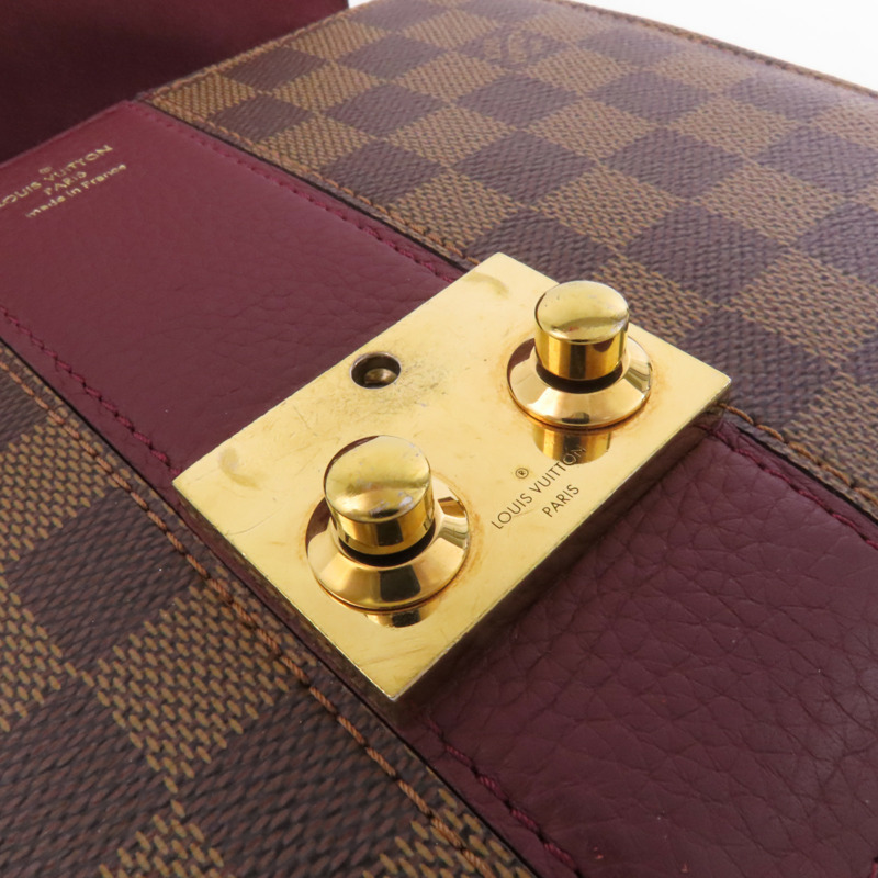LOUIS VUITTON Damier Ebene Wight金扣鏈帶肩背袋-16