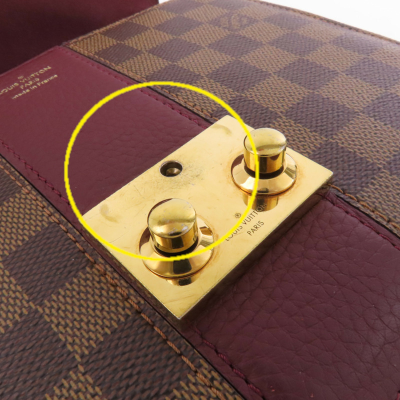 LOUIS VUITTON Damier Ebene Wight金扣鏈帶肩背袋-17