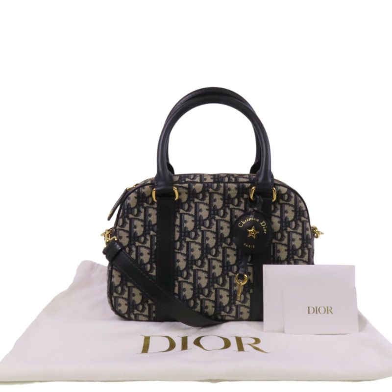 Dior Obrigard帆布D-Vibe Medium金扣手挽肩背兩用袋-9