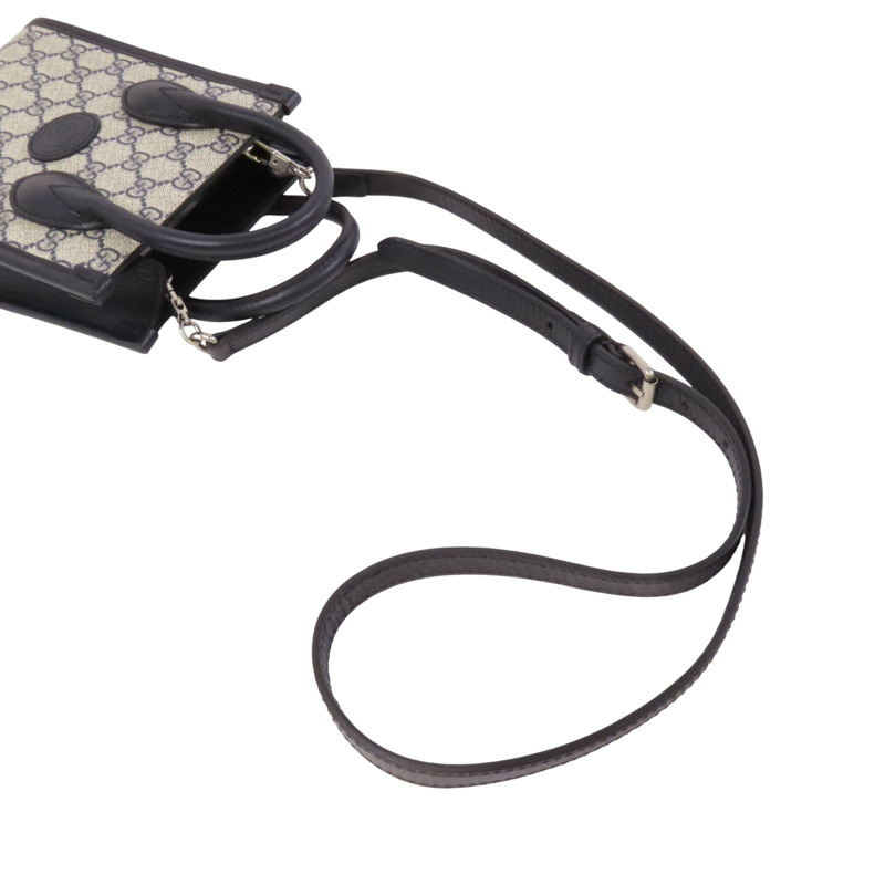GUCCI 塗層帆布Interlocking G Mini Tote銀扣手挽肩背兩用袋-7