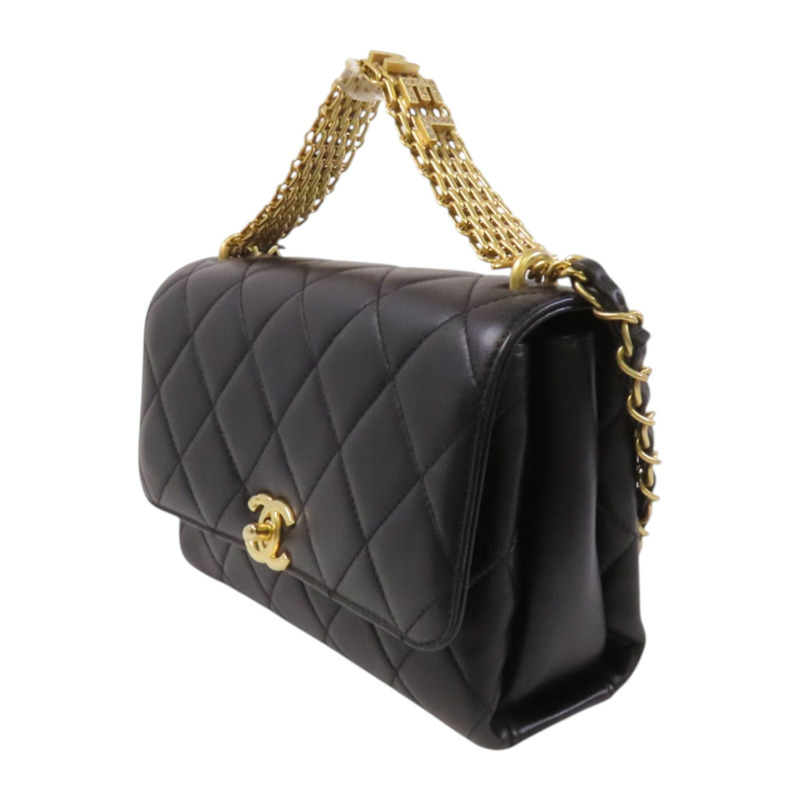 CHANEL 羊皮皮革Small Flap Bag金扣鏈帶手挽肩背兩用袋-2