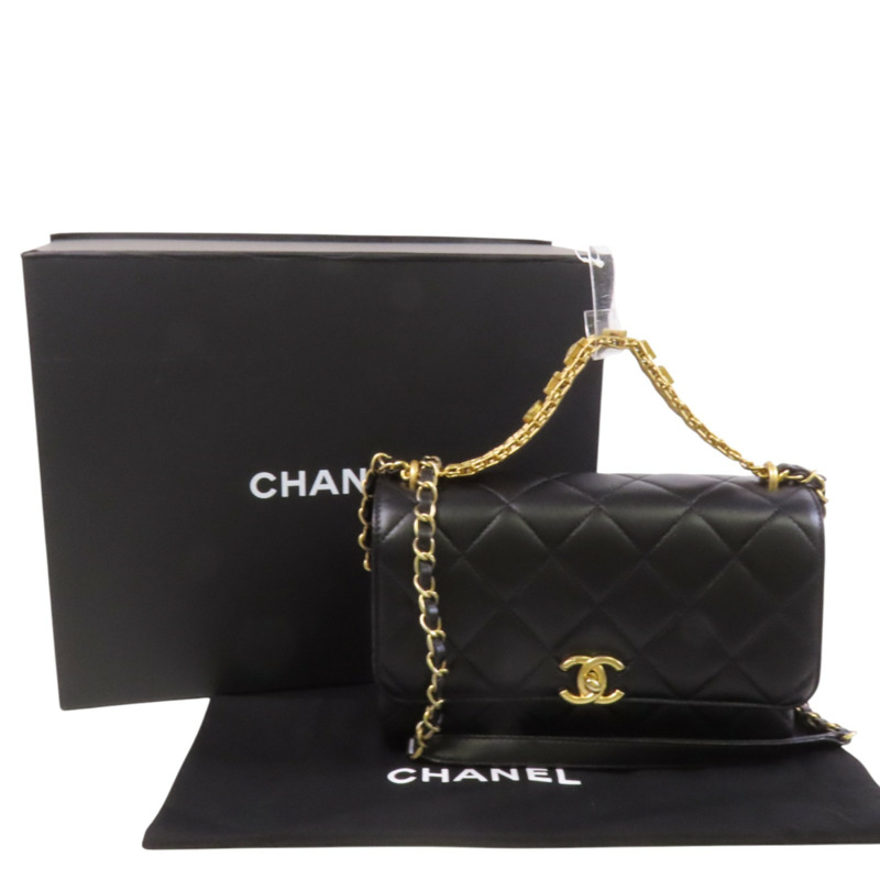 CHANEL 羊皮皮革Small Flap Bag金扣鏈帶手挽肩背兩用袋-9