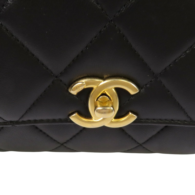 CHANEL 羊皮皮革Small Flap Bag金扣鏈帶手挽肩背兩用袋-15