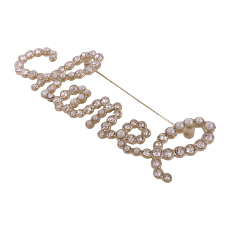 CHANEL 金屬/水鑽/仿珍珠Brooch金扣胸針-1