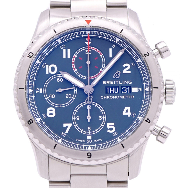全新 Breitling Aviator 8 Chronograph 43 A13316 自動不鏽鋼手錶,綠色,0181,BREITLING,男士-0