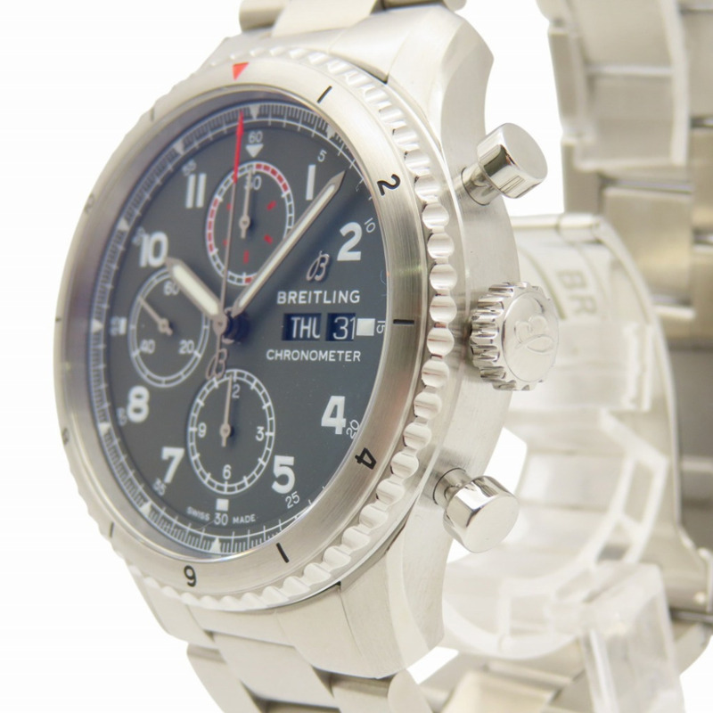 全新 Breitling Aviator 8 Chronograph 43 A13316 自動不鏽鋼手錶,綠色,0181,BREITLING,男士-3