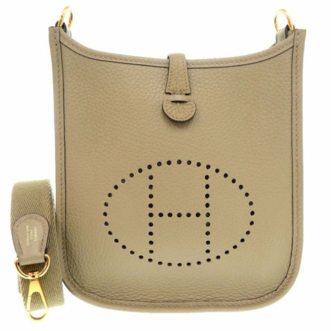 Hermès Evelyn TPM Amazon 單肩包，採用 Taurillon Clemence 皮革和米色 Marfa 皮革，金色金屬配件，雙印章（2024 年製造）1142 HERMES