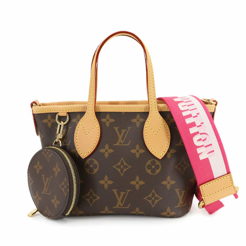 Louis Vuitton Monogram Neverfull BB 玫瑰牡丹色兩手提單肩包 M46786 RFID