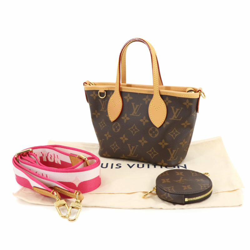 Louis Vuitton Monogram Neverfull BB 玫瑰牡丹色兩手提單肩包 M46786 RFID-1