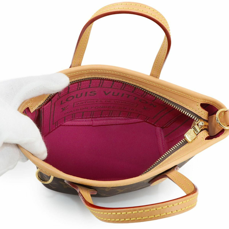 Louis Vuitton Monogram Neverfull BB 玫瑰牡丹色兩手提單肩包 M46786 RFID-6