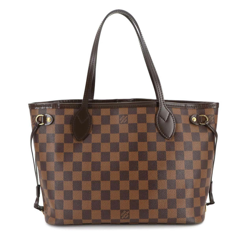 Louis Vuitton Damier Neverfull PM 手提包,Ebene,N41359,金色五金配件,棕色-1