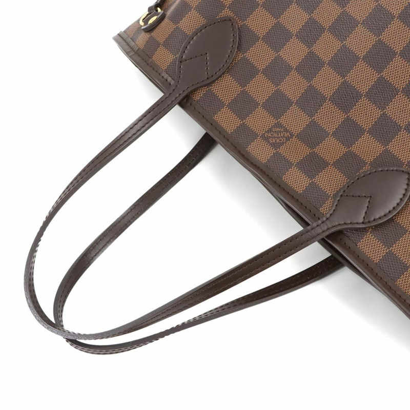 Louis Vuitton Damier Neverfull PM 手提包,Ebene,N41359,金色五金配件,棕色-4