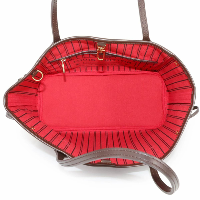Louis Vuitton Damier Neverfull PM 手提包,Ebene,N41359,金色五金配件,棕色-5