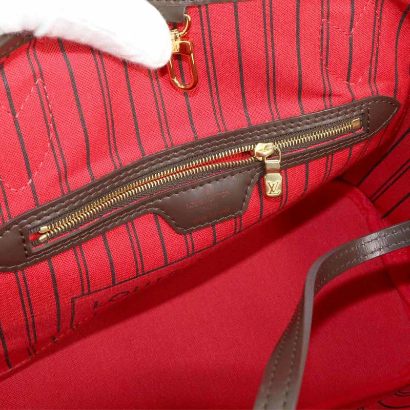 Louis Vuitton Damier Neverfull PM 手提包,Ebene,N41359,金色五金配件,棕色-6