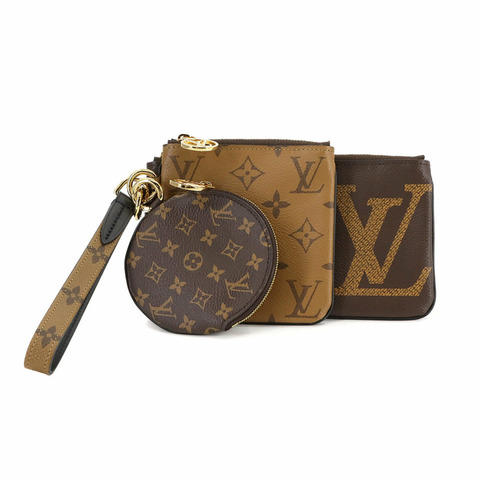 Louis Vuitton Monogram Giant Pochette Trio 手拿包，棕色，M68756