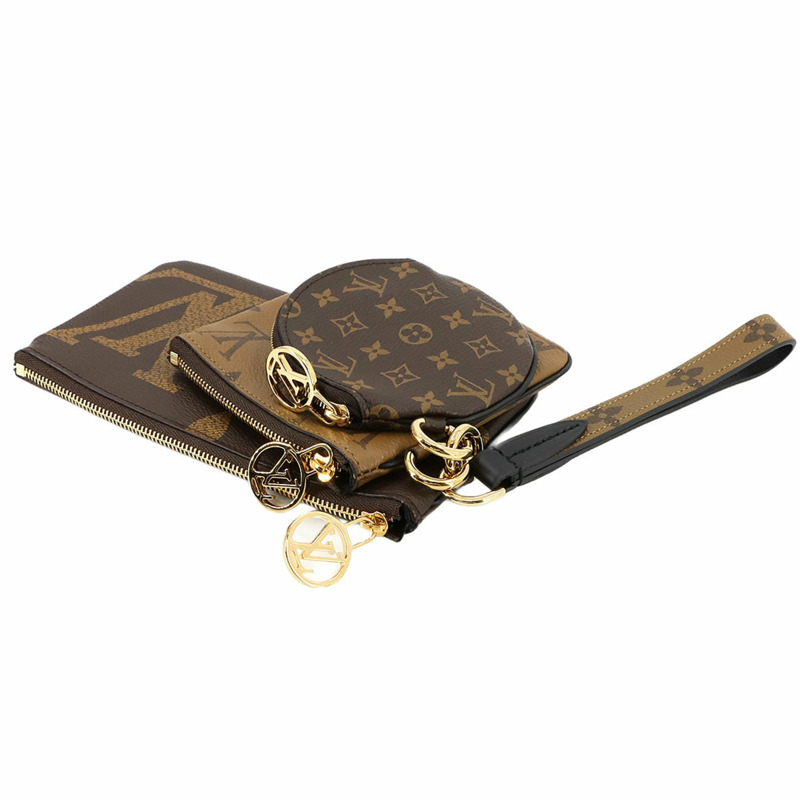 Louis Vuitton Monogram Giant Pochette Trio 手拿包,棕色,M68756-3