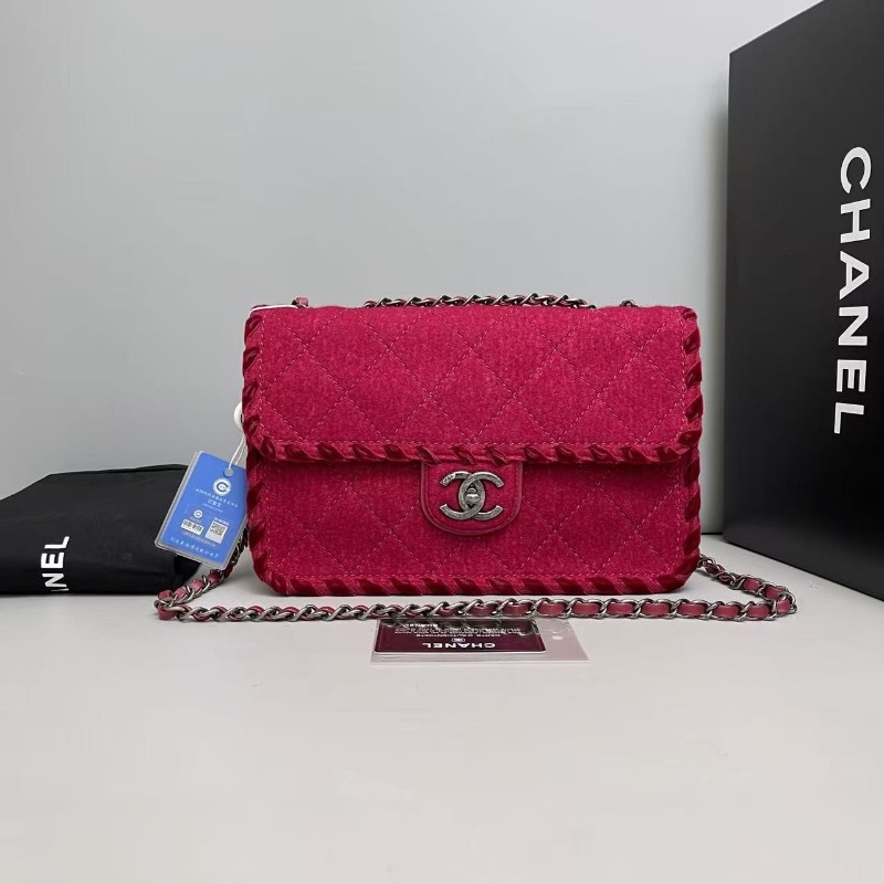 Chanel香奈兒 CF中號 復古毛氈絲絨邊編織包 肩背包-0