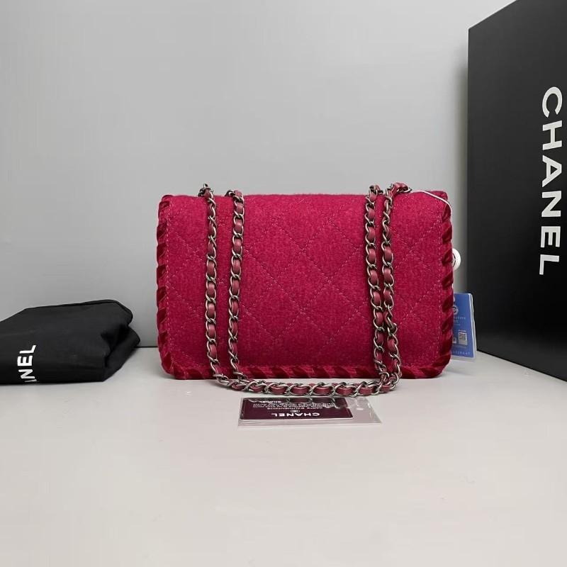Chanel香奈兒 CF中號 復古毛氈絲絨邊編織包 肩背包-1