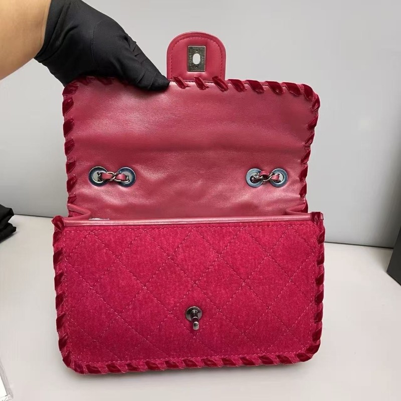Chanel香奈兒 CF中號 復古毛氈絲絨邊編織包 肩背包-4