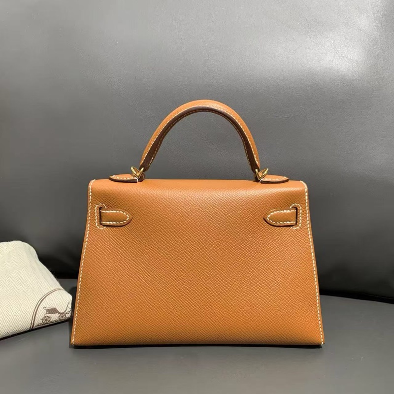 Hermes愛馬仕mini Kelly二代金棕色內拼檸檬黃W刻-1
