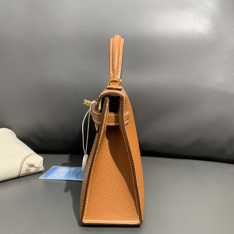 Hermes愛馬仕mini Kelly二代金棕色內拼檸檬黃W刻-2