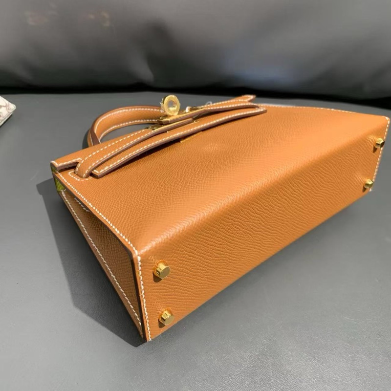 Hermes愛馬仕mini Kelly二代金棕色內拼檸檬黃W刻-4