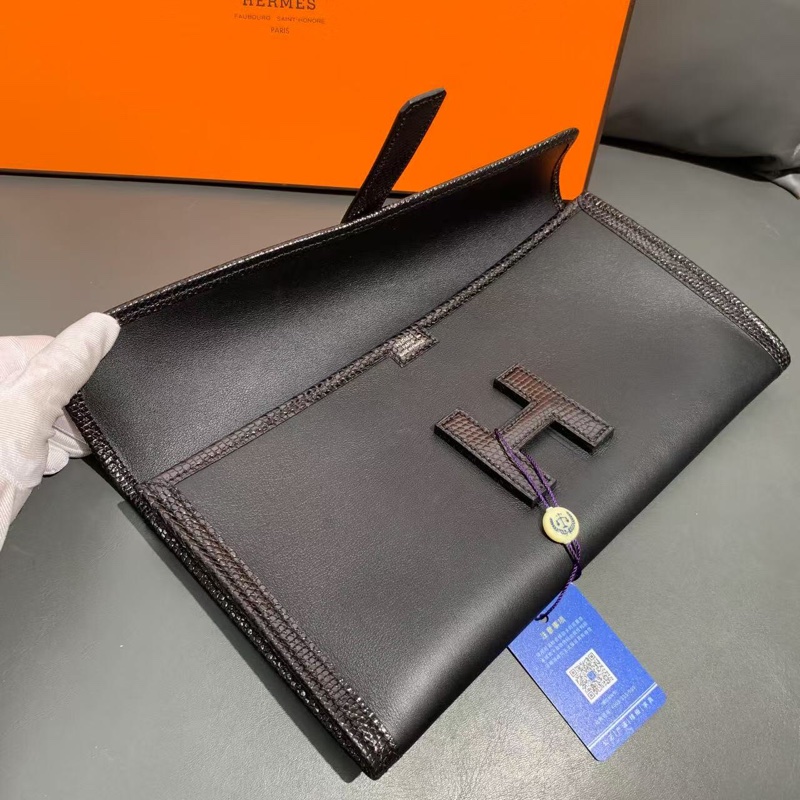 Hermes 黑色Jige Elan29蜥蜴touch手拿包，A 刻，配根肩带就是 woc-2