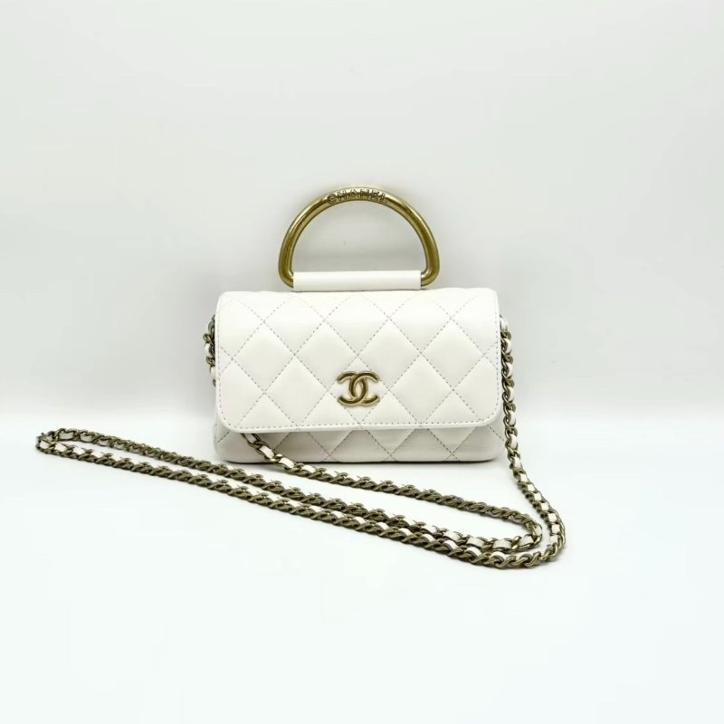 CHANEL 白金圓環手柄方胖子手提肩背斜背包 17*9.5*6.5 98新配件塵袋-0