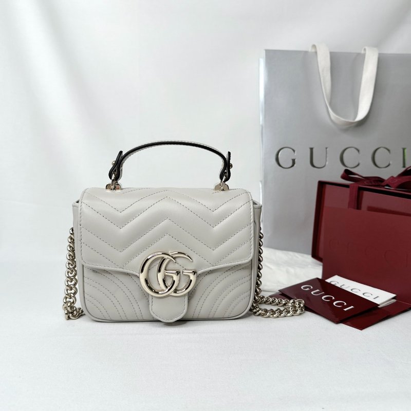 GUCCI Marmont香檳灰手提鏈包-0
