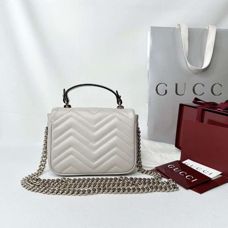 GUCCI Marmont香檳灰手提鏈包-1